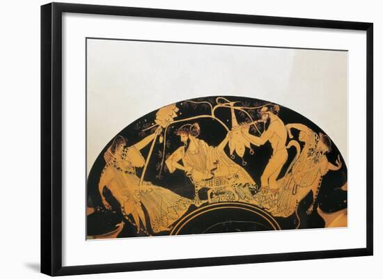 Greek Civilization, Red-Figure Pottery, Bowl by Painter of Brygos, Portraying Dionysus and Silenus-null-Framed Giclee Print