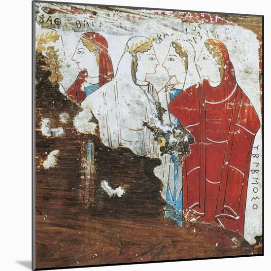 Greek Civilization, Votive Tablet Depicting Group of Women, from Corinth-null-Mounted Giclee Print