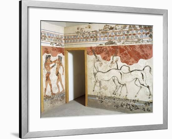 Greek Civilizationes Depicting Antelopes and Young Boxers, from Akrotiri, Thera, Santorini, Greece-null-Framed Giclee Print