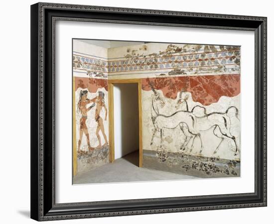 Greek Civilizationes Depicting Antelopes and Young Boxers, from Akrotiri, Thera, Santorini, Greece-null-Framed Giclee Print