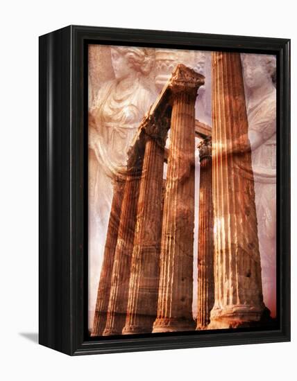 Greek Columns and Greek Carvings of Women, Temple of Zeus, Athens, Greece-Steve Satushek-Framed Premier Image Canvas