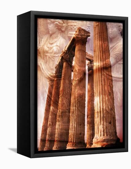 Greek Columns and Greek Carvings of Women, Temple of Zeus, Athens, Greece-Steve Satushek-Framed Premier Image Canvas