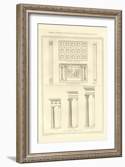 Greek Columns, Decorated Walls and Coffer Ceilings-Richard Brown-Framed Art Print