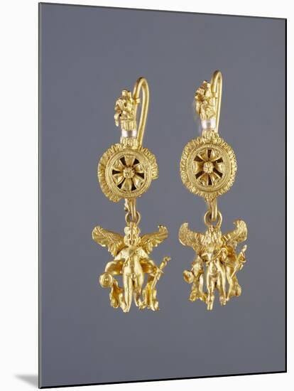 Greek Disk Earrings with Eros Pendants-null-Mounted Photographic Print