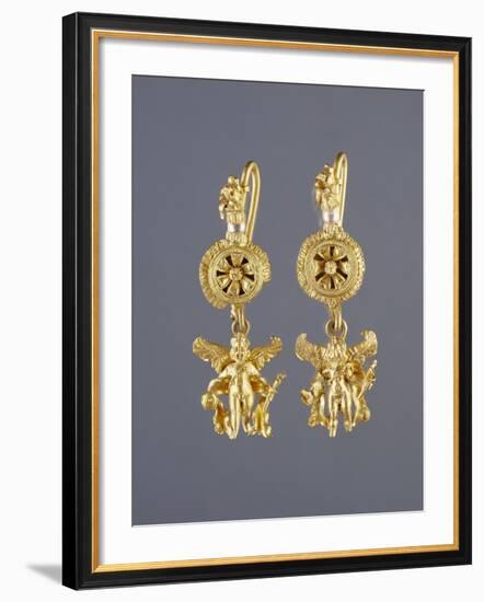 Greek Disk Earrings with Eros Pendants-null-Framed Photographic Print