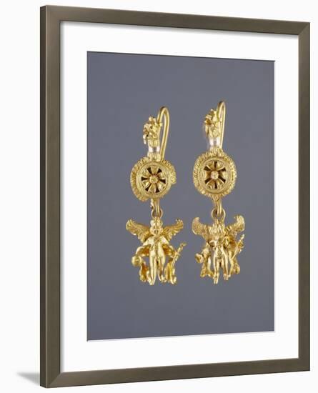 Greek Disk Earrings with Eros Pendants-null-Framed Photographic Print