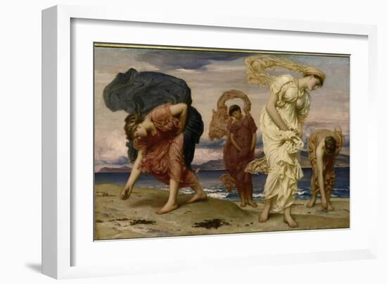 Greek Girls Picking up Pebbles by the Sea-Frederick Leighton-Framed Giclee Print