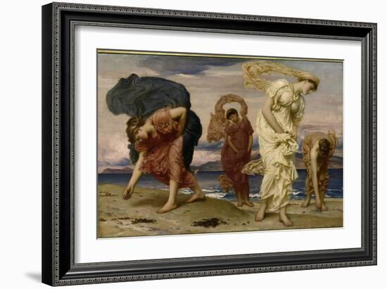 Greek Girls Picking up Pebbles by the Sea-Frederick Leighton-Framed Giclee Print