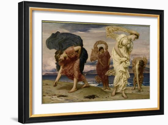 Greek Girls Picking up Pebbles by the Sea-Frederick Leighton-Framed Giclee Print