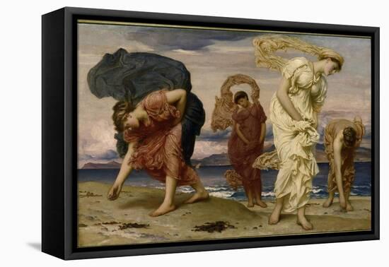 Greek Girls Picking up Pebbles by the Sea-Frederick Leighton-Framed Premier Image Canvas