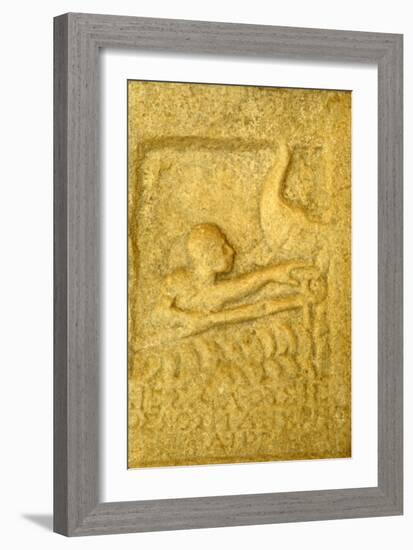 Greek Grave-Slab of Shipwrecked Sailor, from Rheneia, Mykonos, c5th century BC-Unknown-Framed Giclee Print