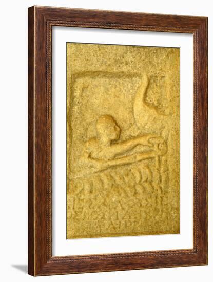 Greek Grave-Slab of Shipwrecked Sailor, from Rheneia, Mykonos, c5th century BC-Unknown-Framed Giclee Print