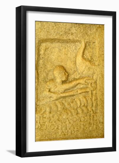 Greek Grave-Slab of Shipwrecked Sailor, from Rheneia, Mykonos, c5th century BC-Unknown-Framed Giclee Print