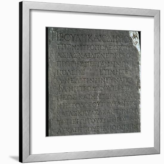 Greek inscription in the Asklepion in Pergamum. Artist: Unknown-Unknown-Framed Giclee Print