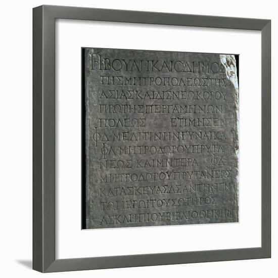 Greek inscription in the Asklepion in Pergamum. Artist: Unknown-Unknown-Framed Giclee Print