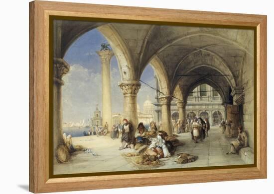 Greek Merchants and Fruit Sellers in the Piazzetta, Venice, 1848-Charles Bentley-Framed Premier Image Canvas