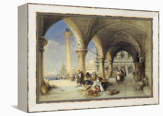 Greek Merchants and Fruit Sellers in the Piazzetta, Venice, 1848-Charles Bentley-Framed Premier Image Canvas