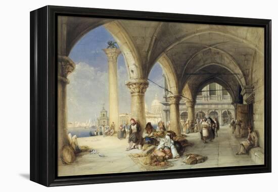 Greek Merchants and Fruit Sellers in the Piazzetta, Venice, 1848-Charles Bentley-Framed Premier Image Canvas