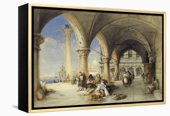 Greek Merchants and Fruit Sellers in the Piazzetta, Venice, 1848-Charles Bentley-Framed Premier Image Canvas
