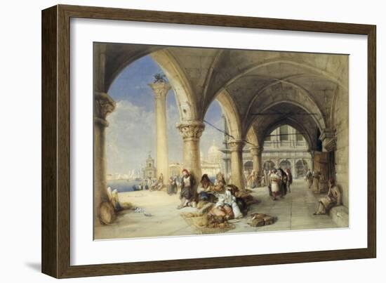 Greek Merchants and Fruit Sellers in the Piazzetta, Venice, 1848-Charles Bentley-Framed Giclee Print