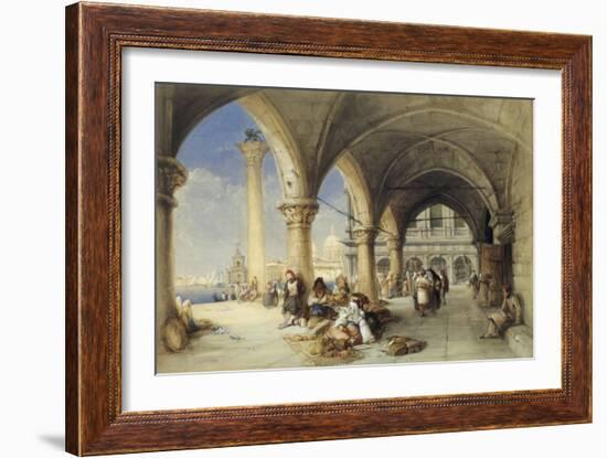 Greek Merchants and Fruit Sellers in the Piazzetta, Venice, 1848-Charles Bentley-Framed Giclee Print