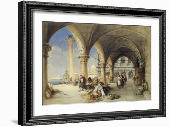 Greek Merchants and Fruit Sellers in the Piazzetta, Venice, 1848-Charles Bentley-Framed Giclee Print