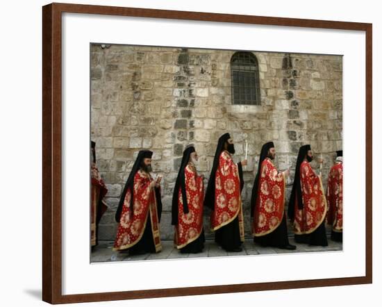 Greek Orthodox Bishops at Easter Mass, Jerusalem, Israel-Emilio Morenatti-Framed Photographic Print