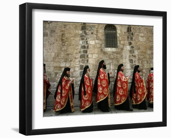 Greek Orthodox Bishops at Easter Mass, Jerusalem, Israel-Emilio Morenatti-Framed Photographic Print