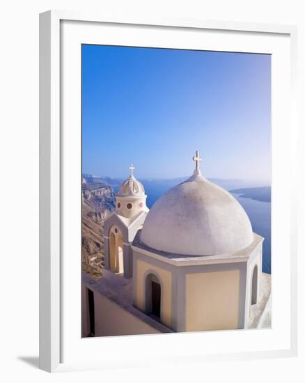 Greek Orthodox Church in Fira, Santorini (Thira), Cyclades Islands, Aegean Sea, Greece-Gavin Hellier-Framed Photographic Print