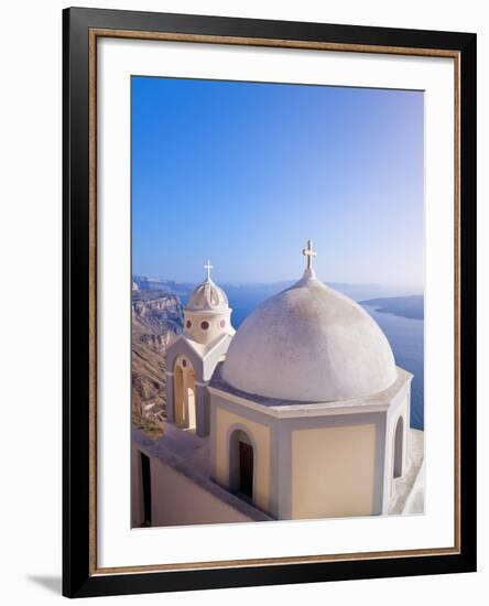 Greek Orthodox Church in Fira, Santorini (Thira), Cyclades Islands, Aegean Sea, Greece-Gavin Hellier-Framed Photographic Print