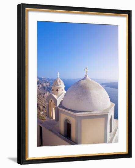 Greek Orthodox Church in Fira, Santorini (Thira), Cyclades Islands, Aegean Sea, Greece-Gavin Hellier-Framed Photographic Print