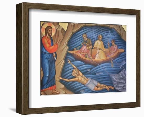 Greek Orthodox Fresco Depicting The Miracle of the Fish-Julian Kumar-Framed Photographic Print