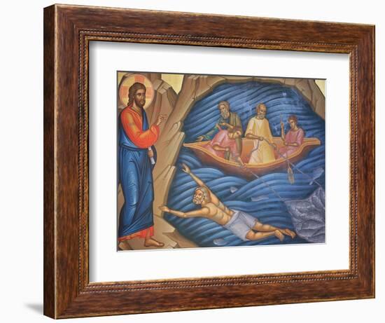 Greek Orthodox Fresco Depicting The Miracle of the Fish-Julian Kumar-Framed Photographic Print