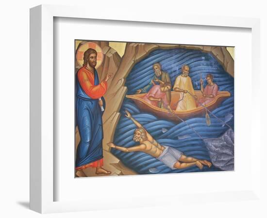 Greek Orthodox Fresco Depicting The Miracle of the Fish-Julian Kumar-Framed Photographic Print