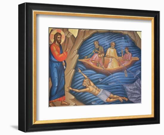 Greek Orthodox Fresco Depicting The Miracle of the Fish-Julian Kumar-Framed Photographic Print