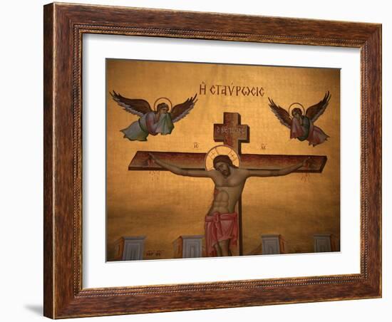 Greek Orthodox Icon Depicting Christ on the Cross, Thessaloniki, Macedonia, Greece, Europe-Godong-Framed Photographic Print