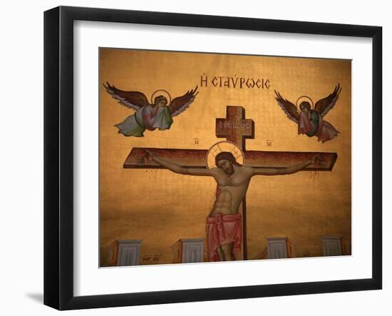 Greek Orthodox Icon Depicting Christ on the Cross, Thessaloniki, Macedonia, Greece, Europe-Godong-Framed Photographic Print