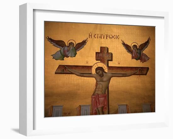 Greek Orthodox Icon Depicting Christ on the Cross, Thessaloniki, Macedonia, Greece, Europe-Godong-Framed Photographic Print