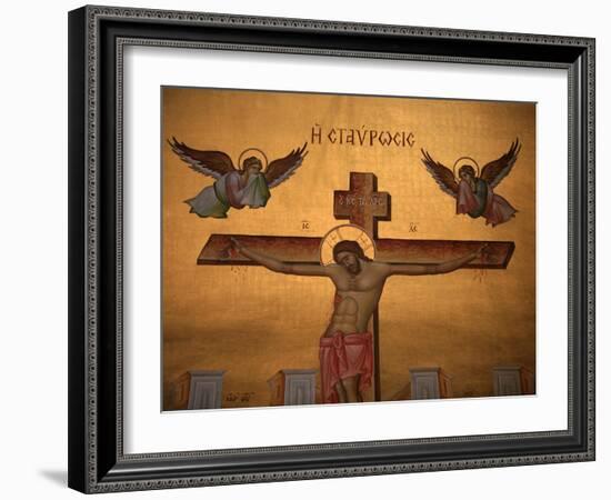 Greek Orthodox Icon Depicting Christ on the Cross, Thessaloniki, Macedonia, Greece, Europe-Godong-Framed Photographic Print