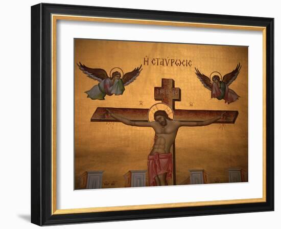 Greek Orthodox Icon Depicting Christ on the Cross, Thessaloniki, Macedonia, Greece, Europe-Godong-Framed Photographic Print