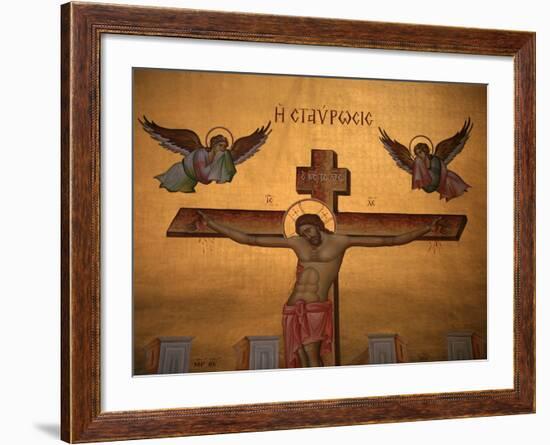 Greek Orthodox Icon Depicting Christ on the Cross, Thessaloniki, Macedonia, Greece, Europe-Godong-Framed Photographic Print