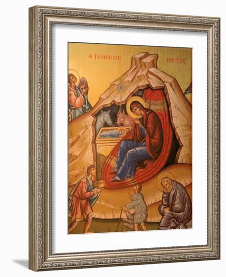 Greek Orthodox Icon Depicting Christ's Birth, Thessaloniki, Macedonia, Greece, Europe-Godong-Framed Photographic Print