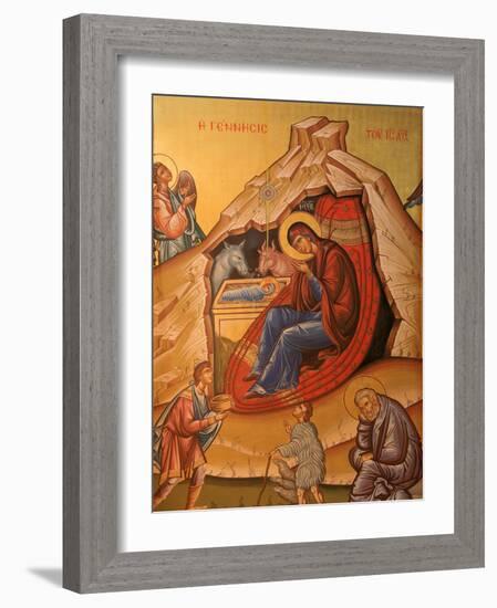 Greek Orthodox Icon Depicting Christ's Birth, Thessaloniki, Macedonia, Greece, Europe-Godong-Framed Photographic Print