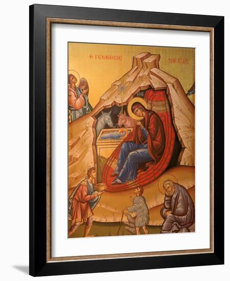 Greek Orthodox Icon Depicting Christ's Birth, Thessaloniki, Macedonia, Greece, Europe-Godong-Framed Photographic Print