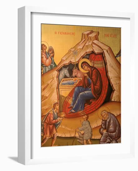 Greek Orthodox Icon Depicting Christ's Birth, Thessaloniki, Macedonia, Greece, Europe-Godong-Framed Photographic Print