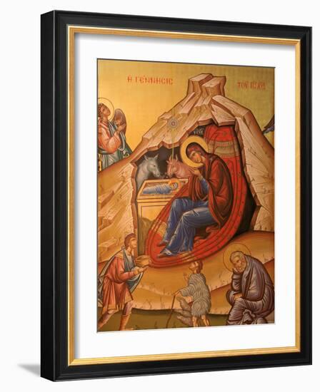 Greek Orthodox Icon Depicting Christ's Birth, Thessaloniki, Macedonia, Greece, Europe-Godong-Framed Photographic Print