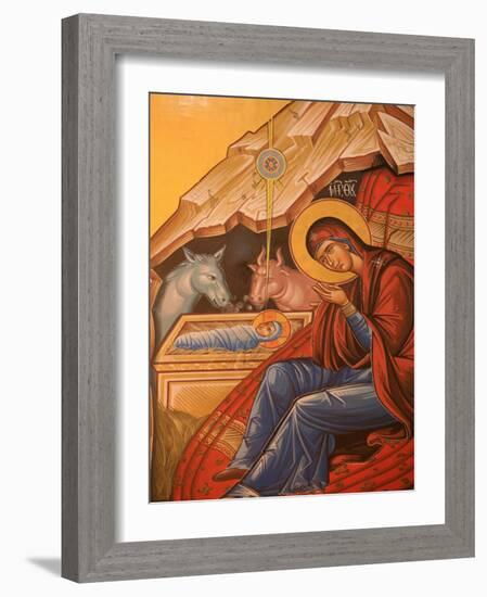 Greek Orthodox Icon Depicting Christ's Birth, Thessaloniki, Macedonia, Greece, Europe-Godong-Framed Photographic Print