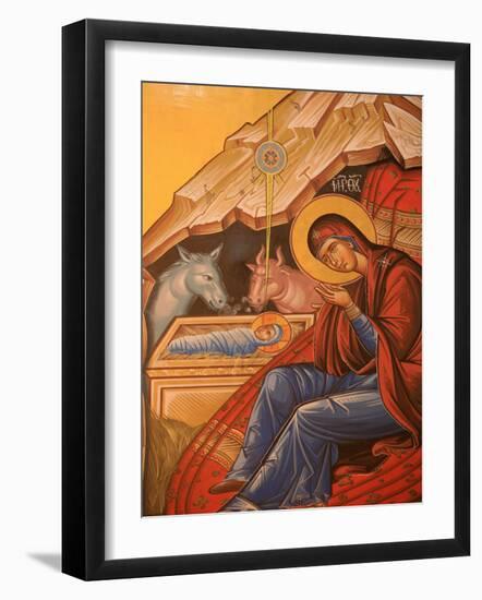 Greek Orthodox Icon Depicting Christ's Birth, Thessaloniki, Macedonia, Greece, Europe-Godong-Framed Photographic Print