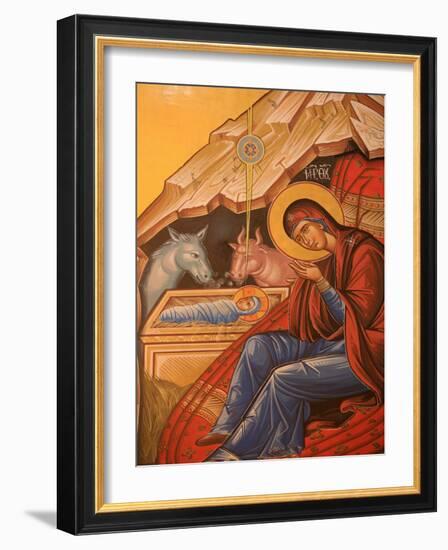 Greek Orthodox Icon Depicting Christ's Birth, Thessaloniki, Macedonia, Greece, Europe-Godong-Framed Photographic Print