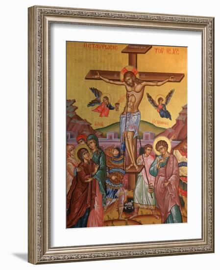 Greek Orthodox Icon Depicting Jesus' Crucifixion, Thessalonica, Macedonia, Greece, Europe-Godong-Framed Photographic Print